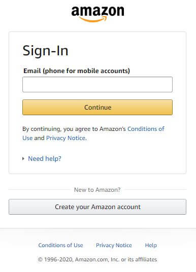 New Amazon Login Screen