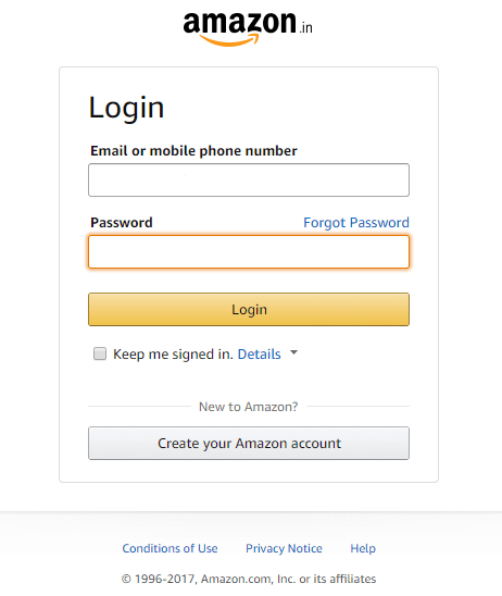 Old Amazon Login Screen