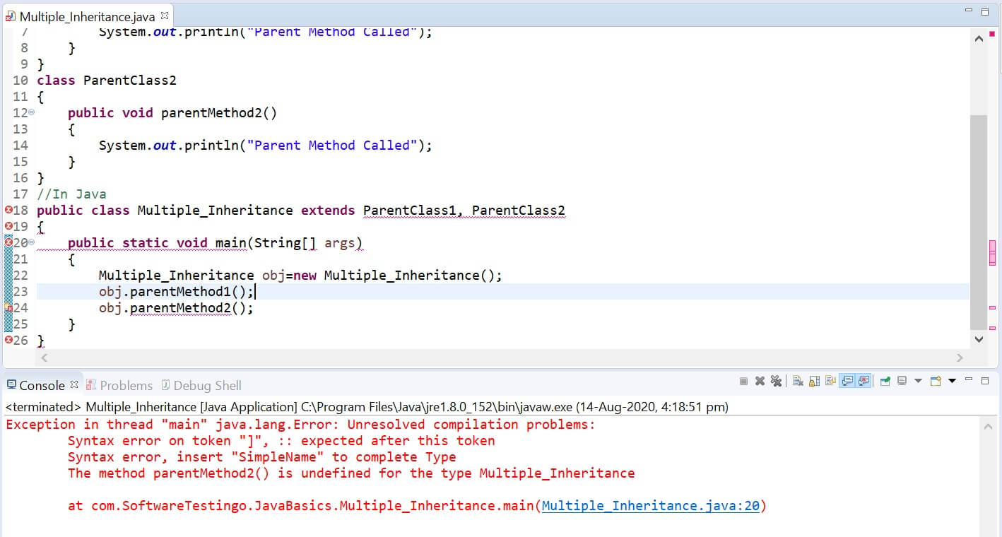 Multiple Inheritance In Java Error