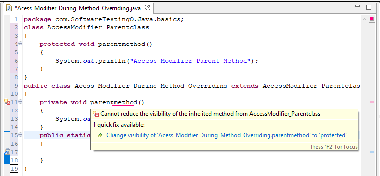 Access Modifier Java Overriding Scope Method