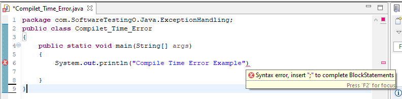 Compile Time Error Screenshot