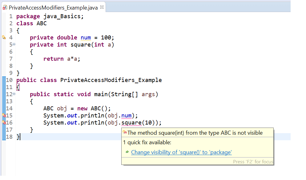 Private Access Modifiers