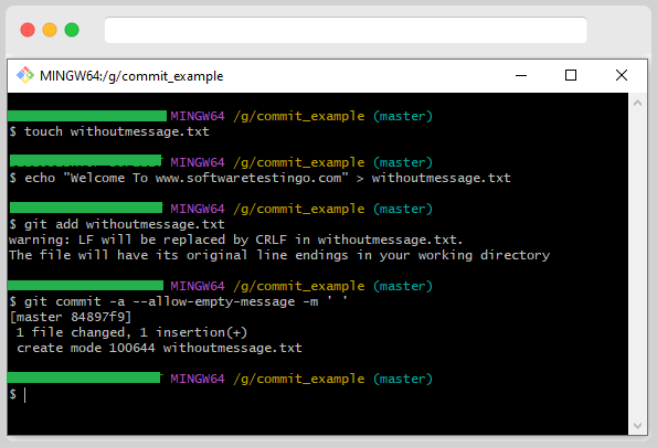 Git Commit Command for Commit with out Message