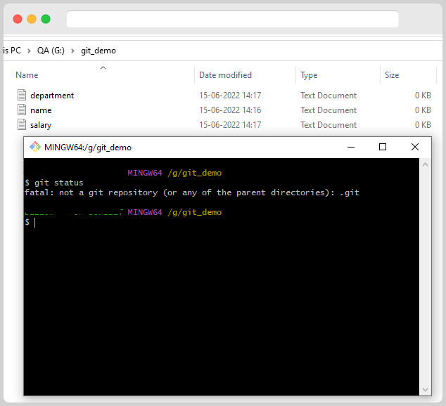 GIT Staging 3 Git Status With Out Git Init