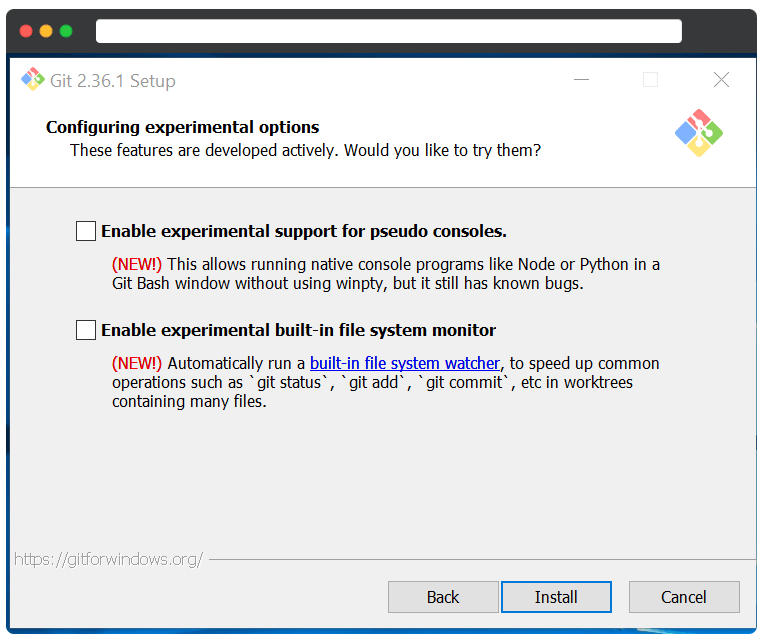 Install GIT on Windows 11(Configuring Experimental)