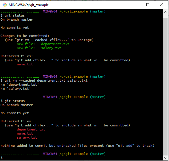 Remove Multiple Files From Staging to Working Directory