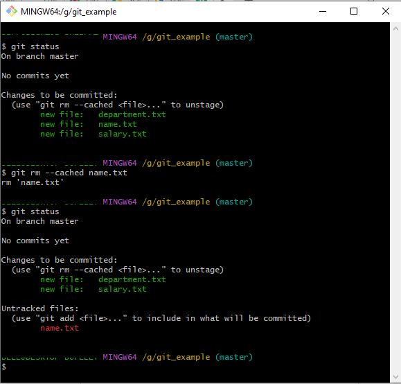 Remove a File From Staging to Working Directory