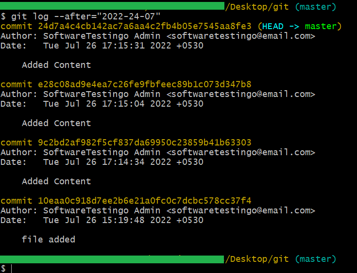 Git Log Command 14 GitLog Filer By Date