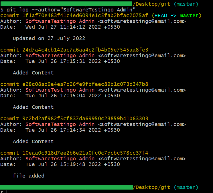 Git Log Command 11 GitLog Filter By Author Name or Committer