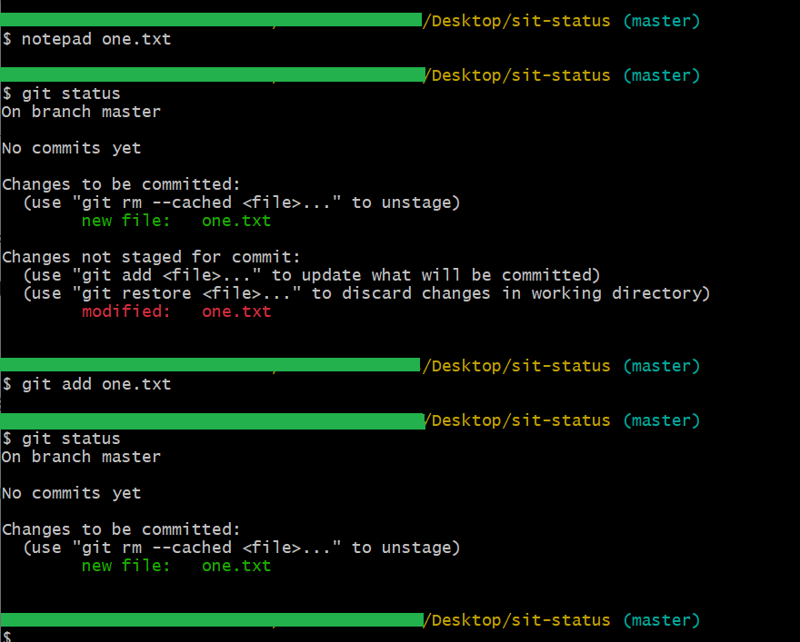 Git Status-Modified File and Add