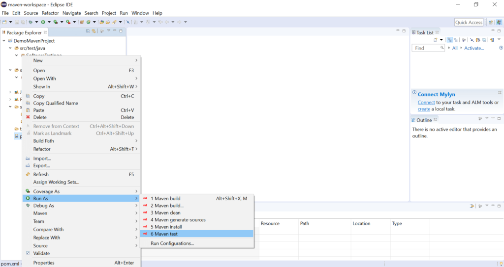 Run your first Maven Test