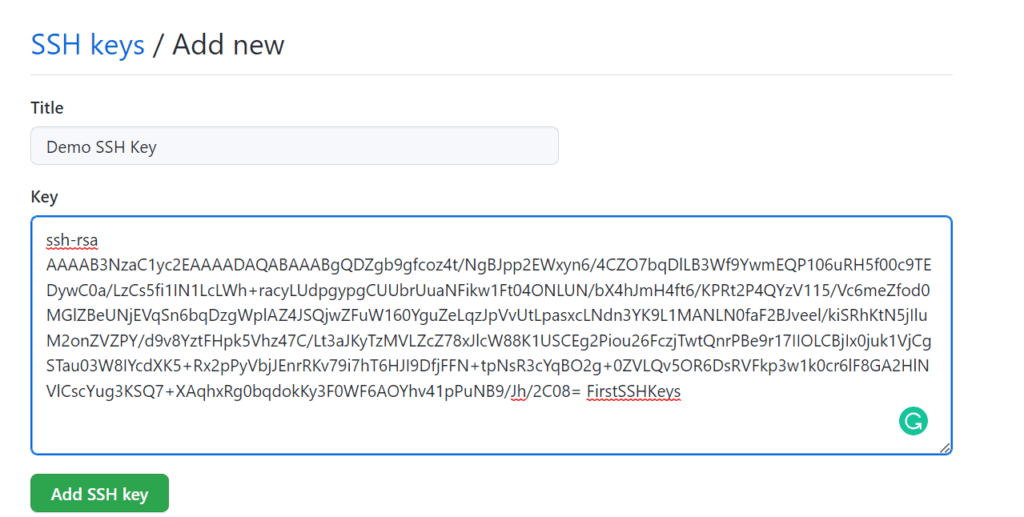 Adding SSH Key