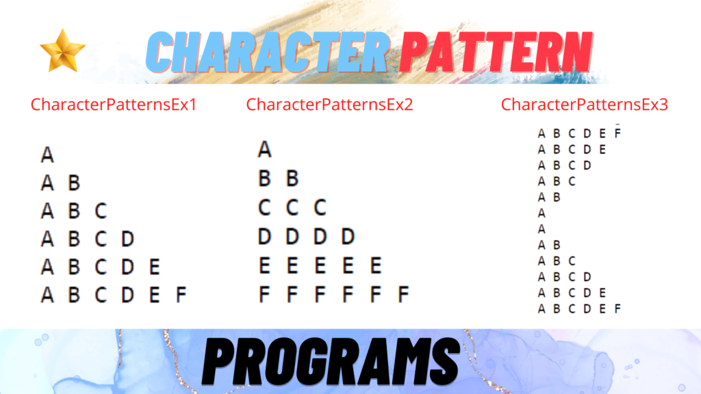 Character Patterns Program In Java
