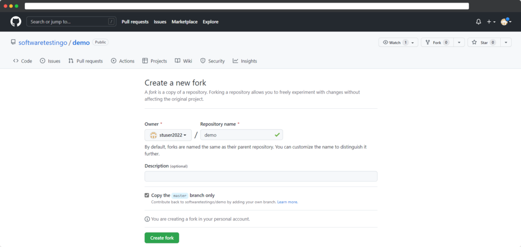 Creating New Git Fork