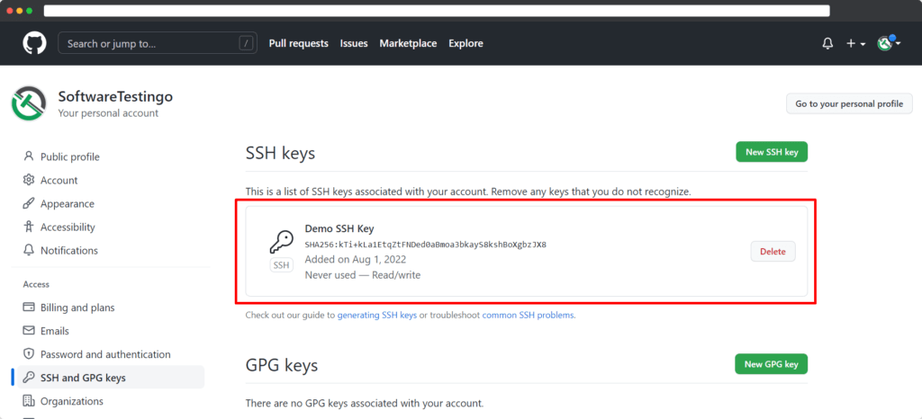 Git GitHub SSH Key After Added