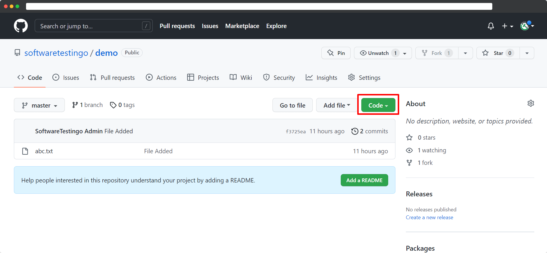 Git Clone Repository 4 Repository Page Code Button