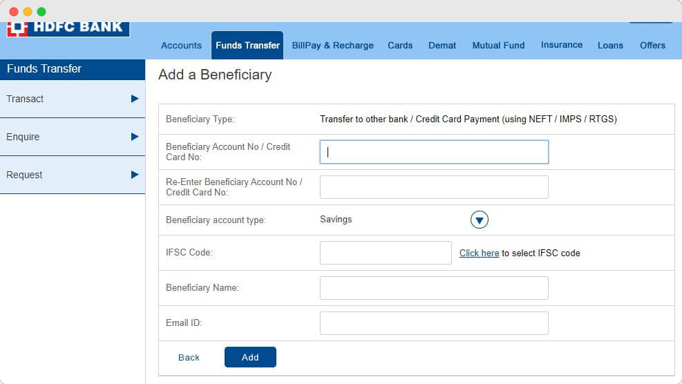 Adding Beneficiary