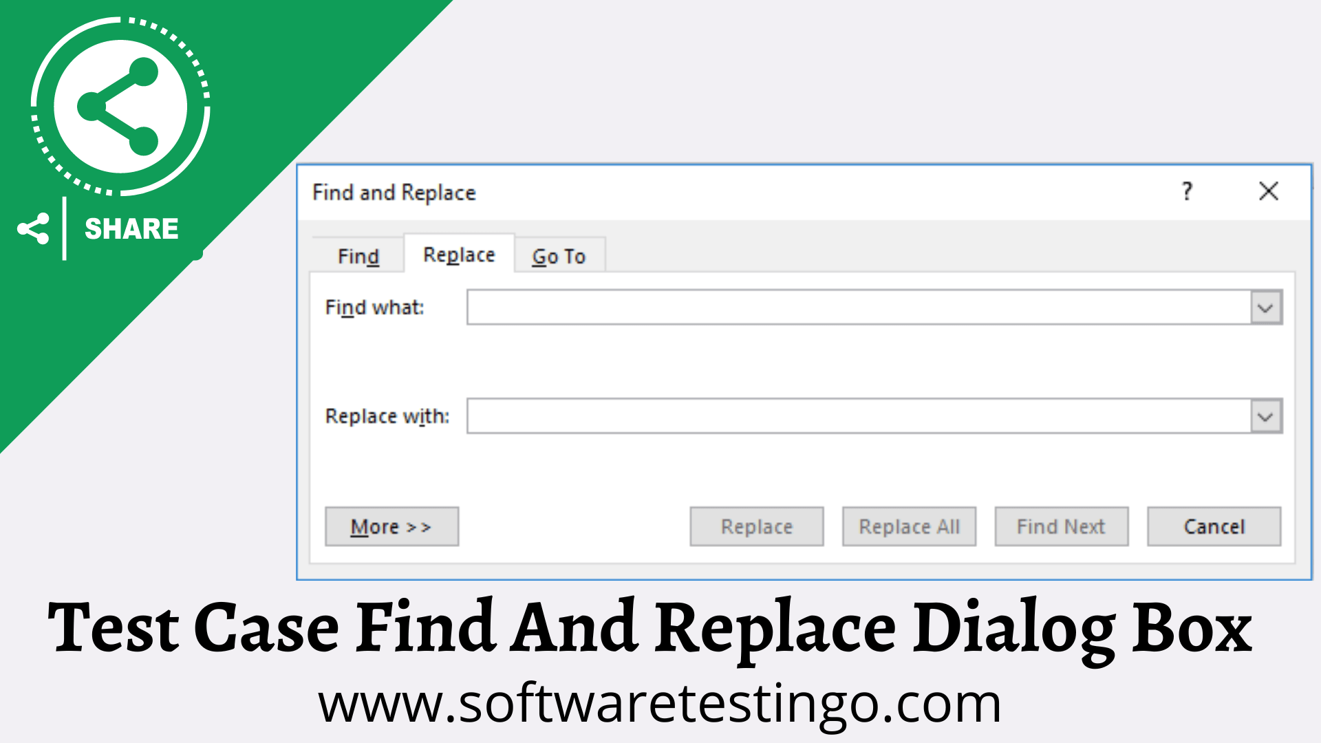 Test Case Find And Replace Dialog Box