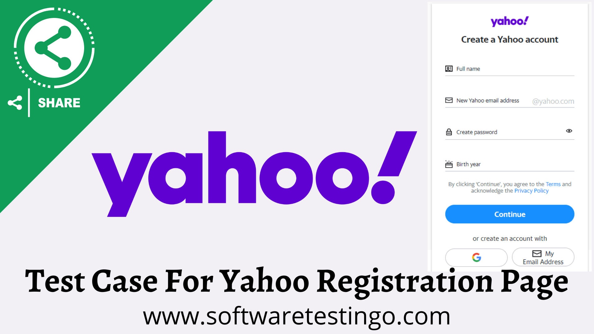 Test Case For Yahoo Registration Page