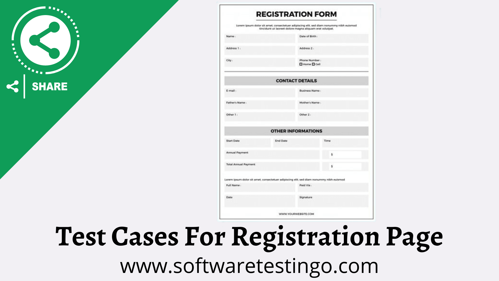 Test Cases For Registration Page 1