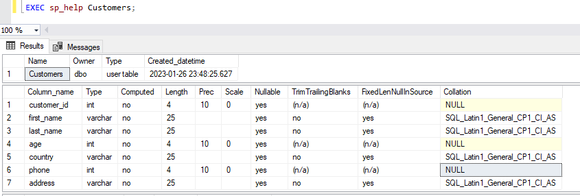 SQL Table 13