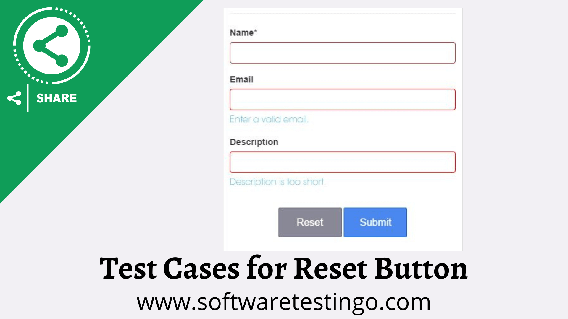 Test Cases for Reset Button 1