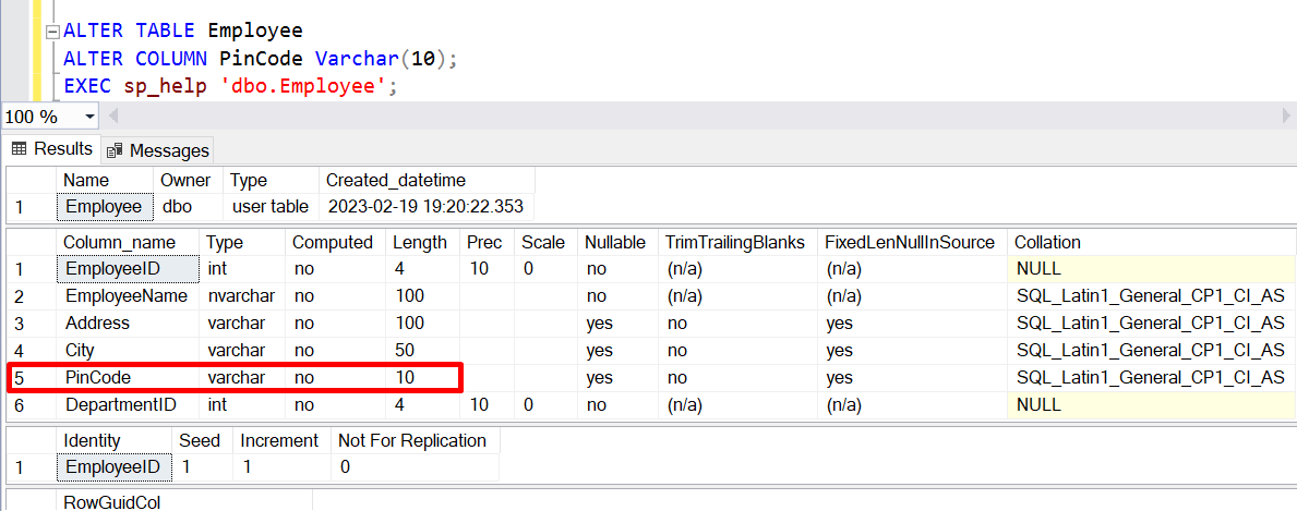 SQL Alter Table Statement 7