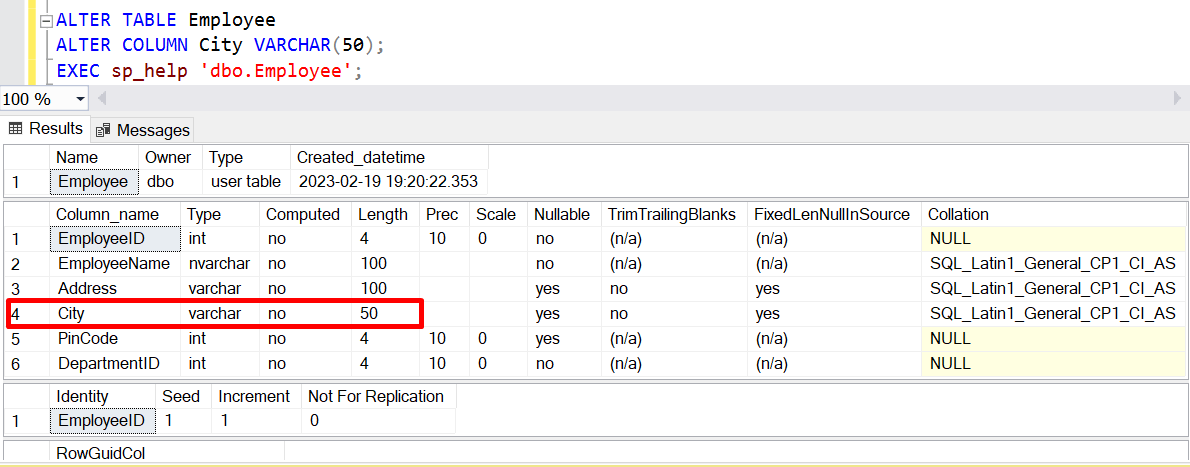 SQL Alter Table Statement 5