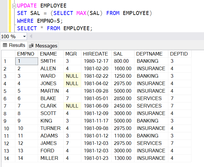 SQL Update Statement 5 SQL Update Statement 5