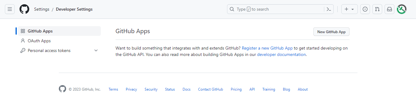 Developer Settings Page