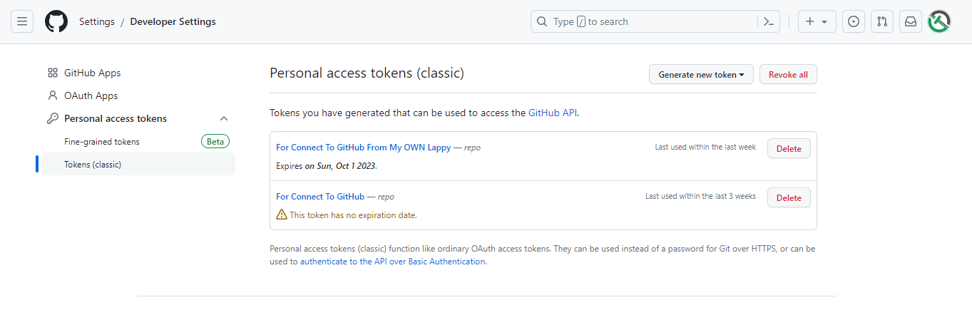 How to GitHub Personal Access Token? 5 Git Classic Tokens Page