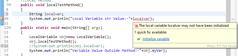 Initialize Local Variable